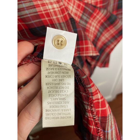 Max Studio Flannel Button Down Shirt Roll Tab Long Sleeve Plaid Red Black Size S - Picture 9 of 9